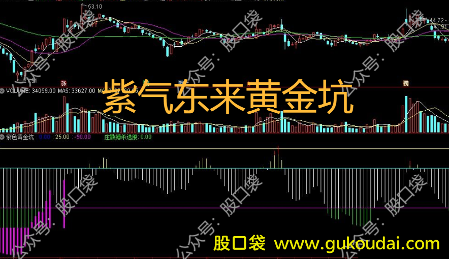 [副图]抄底利器！紫气东来黄金坑副图指标 附源码 效果图